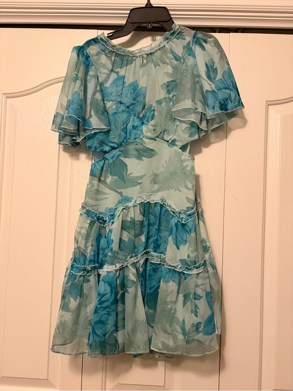 Aqua Floral Tiered Mini Dress